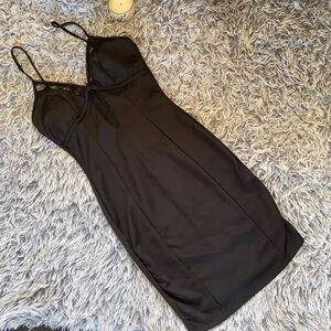 MYSTIC Black Fitted Mesh Padded Bra Spaghetti Strap Dress Size Medium